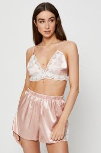 Pink Bralette Pyjamas Set Satin sold by Ally Fashion