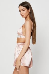 Pink Bralette Pyjamas Set Satin sold by Ally Fashion