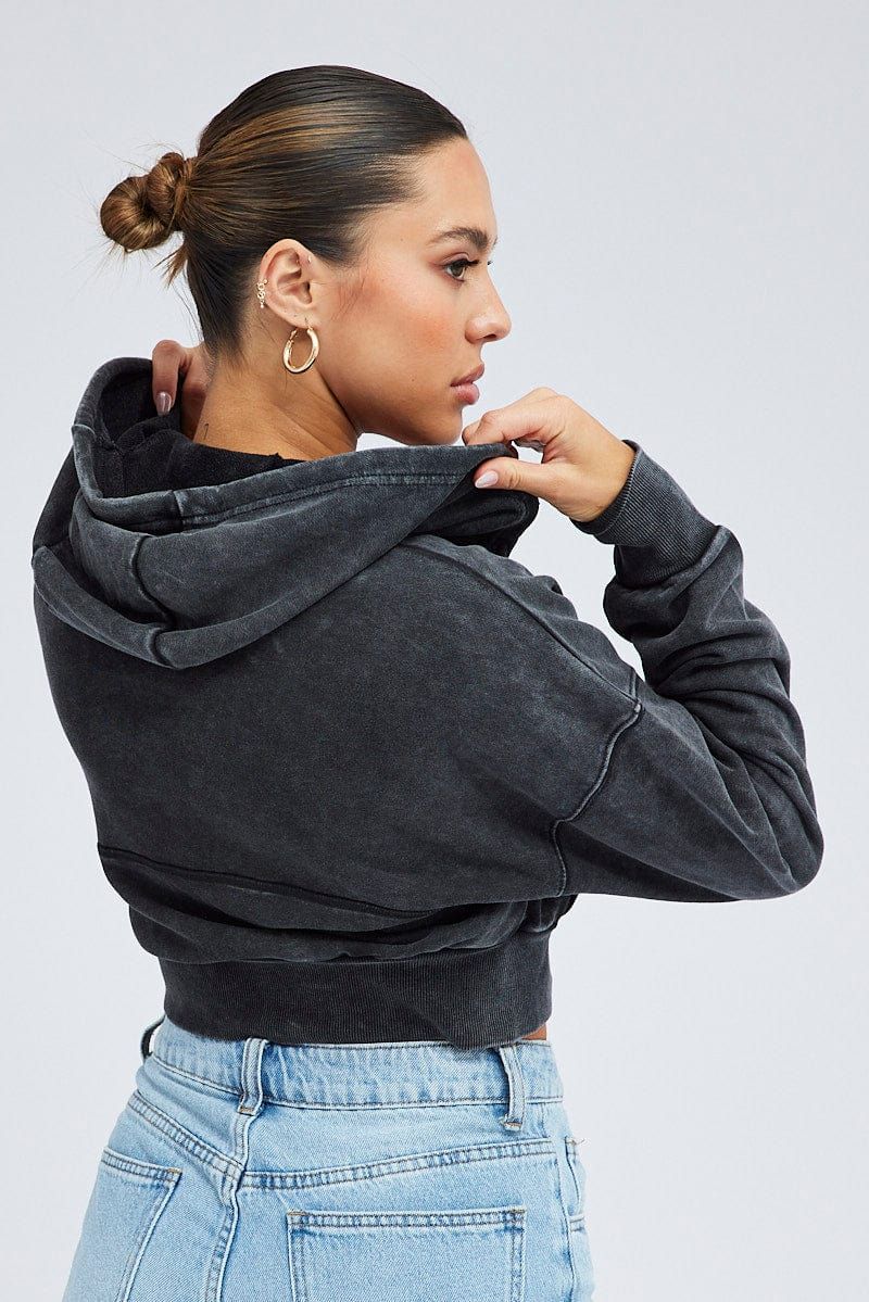 Black Zip Hoodie Long Sleeve Crop sold by Ally Fashion product image thumbnail 5