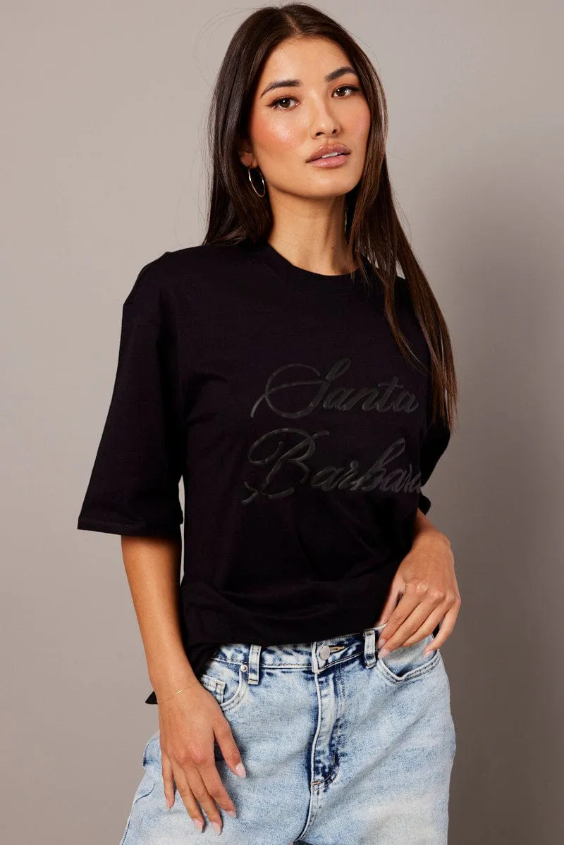 Black Graphic Tee Short Sleeve sold by Ally Fashion product image thumbnail 3