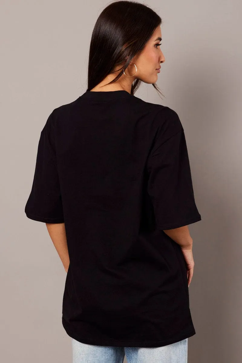 Black Graphic Tee Short Sleeve sold by Ally Fashion product image thumbnail 5