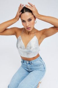 Silver Chainmail Top Cowl Neck sold by Ally Fashion