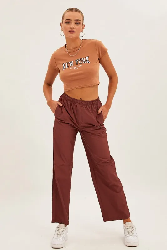 Brown Cargo Parachute Pants sold by Ally Fashion