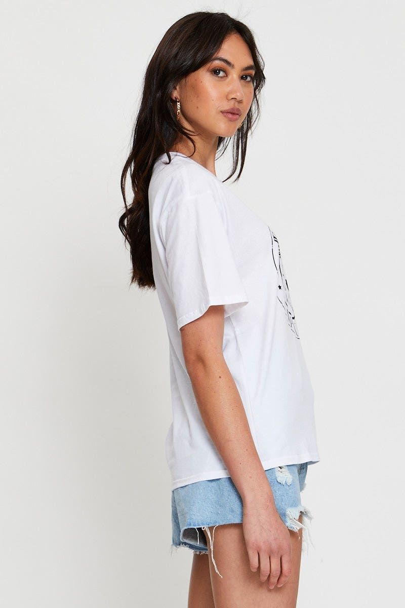 White Graphic T Shirt Short Sleeve sold by Ally Fashion product image thumbnail 4