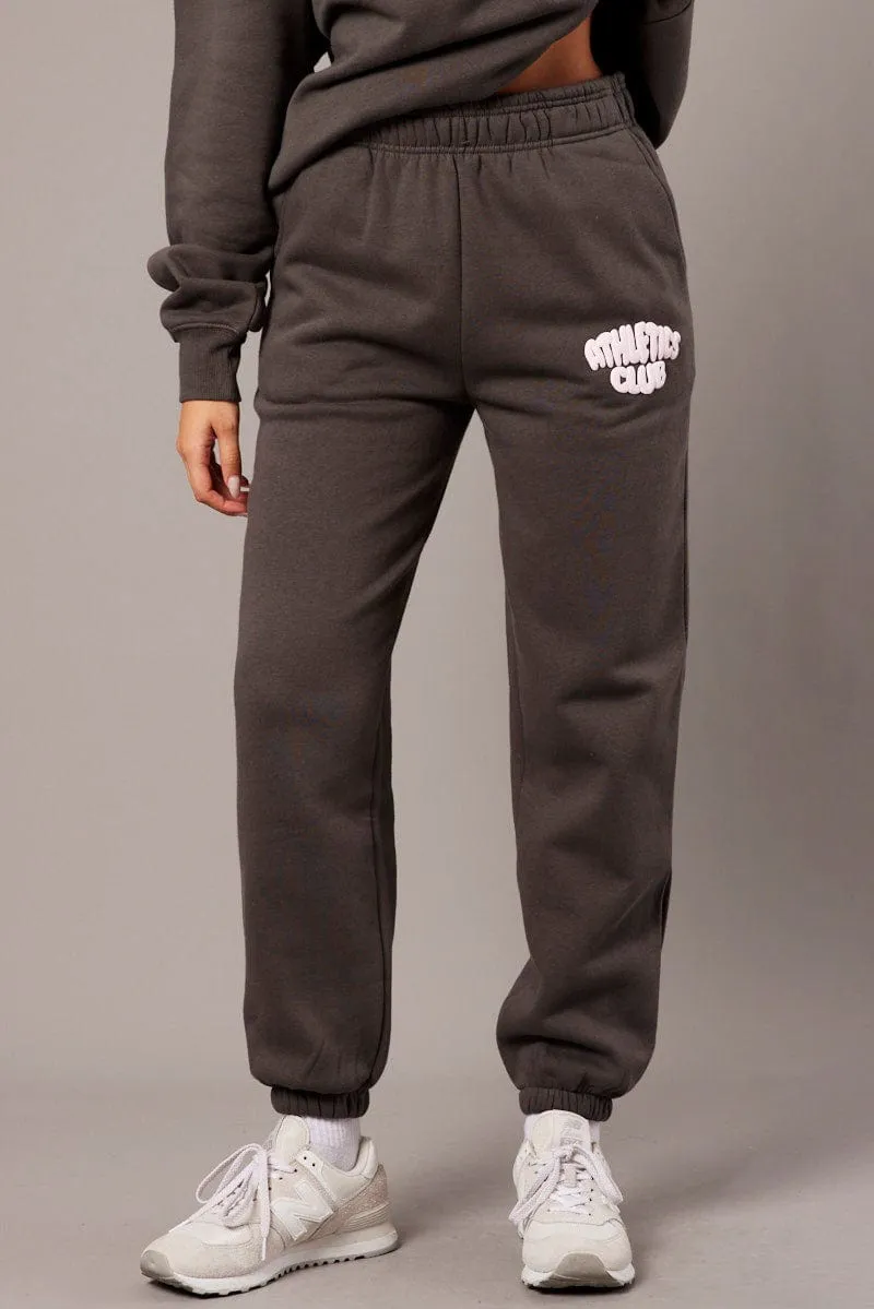 Grey Track Pants High Rise sold by Ally Fashion product image thumbnail 3
