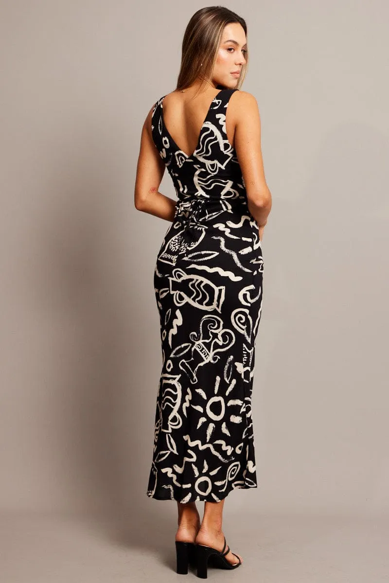Black Abstract Slip Dress Maxi sold by Ally Fashion product image thumbnail 5