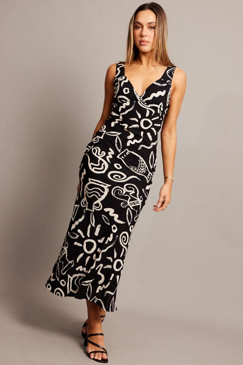 Black Abstract Slip Dress Maxi sold by Ally Fashion product image thumbnail 2