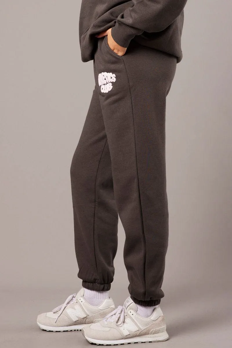 Grey Track Pants High Rise sold by Ally Fashion product image thumbnail 4