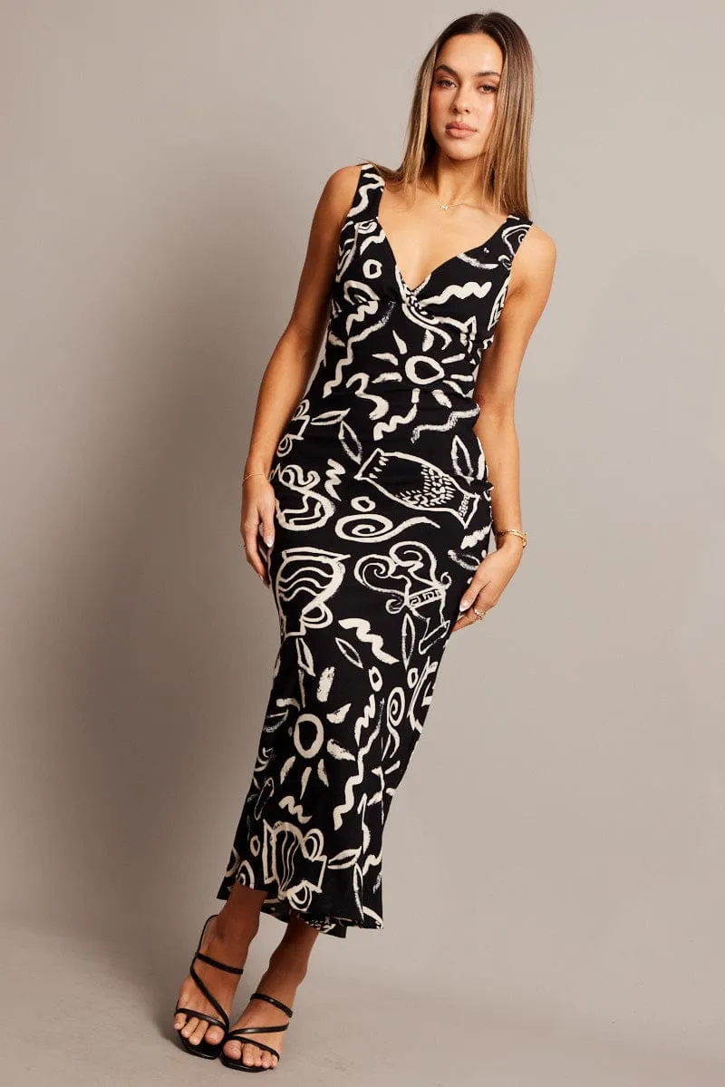 Black Abstract Slip Dress Maxi sold by Ally Fashion product image thumbnail 3