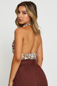 Print Crop Top Sleeveless Halter sold by Ally Fashion