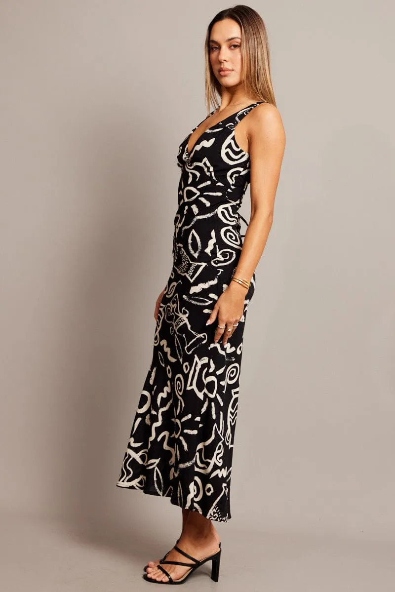Black Abstract Slip Dress Maxi sold by Ally Fashion product image thumbnail 4