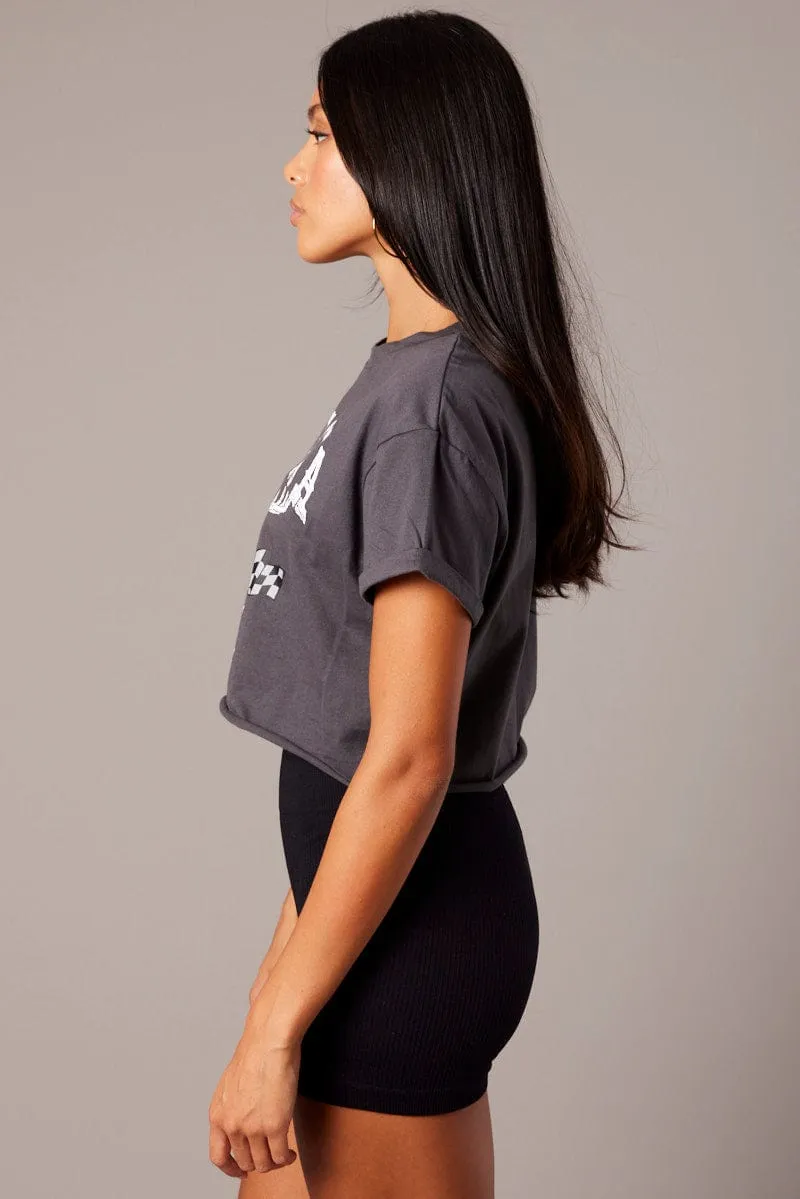 Grey Graphic Tee Short Sleeve sold by Ally Fashion product image thumbnail 4