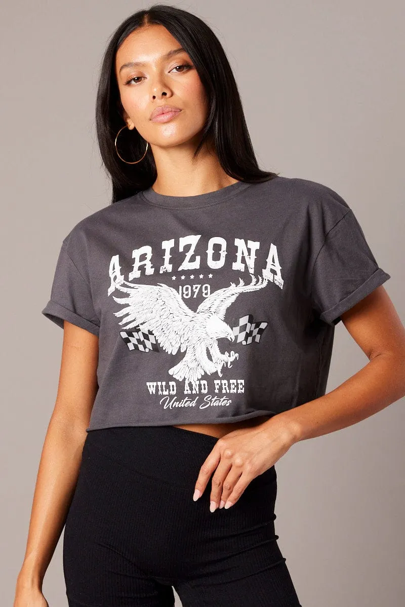Grey Graphic Tee Short Sleeve sold by Ally Fashion