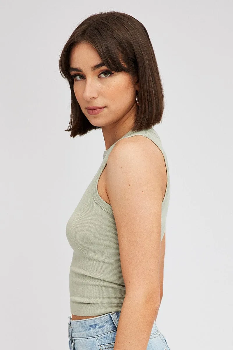 Green Tank Top Crew Neck Seamless sold by Ally Fashion product image thumbnail 4