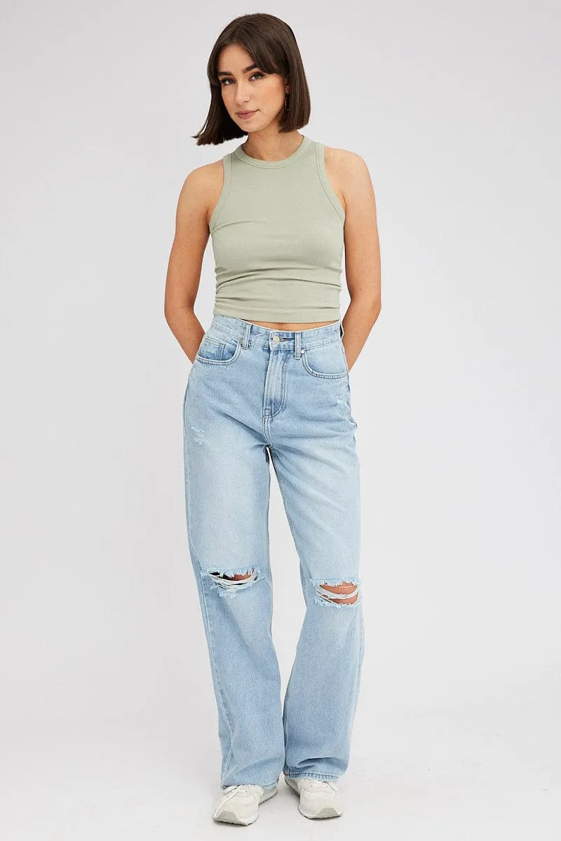 Green Tank Top Crew Neck Seamless sold by Ally Fashion product image thumbnail 2