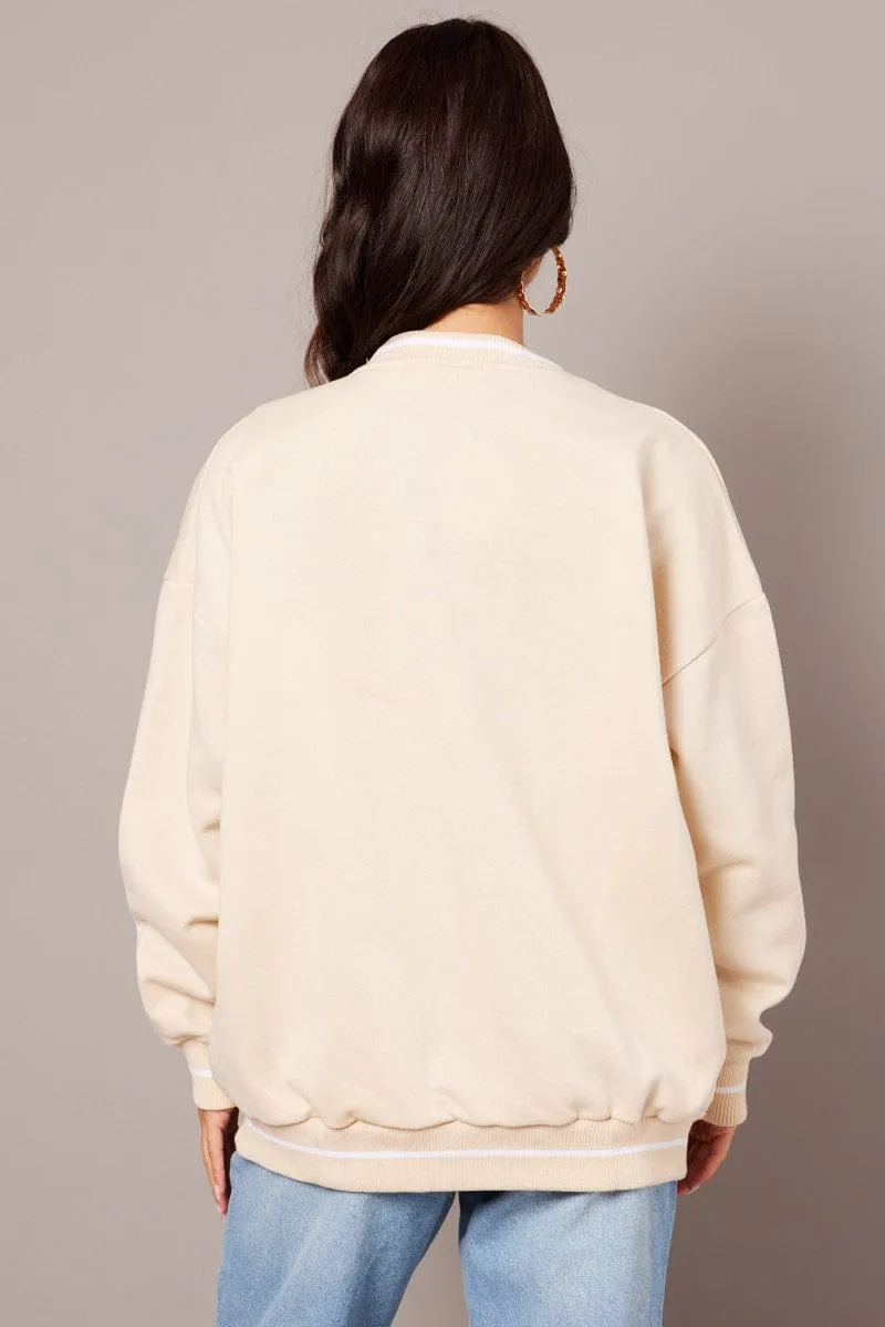 Beige Graphic Sweater Long Sleeve sold by Ally Fashion product image thumbnail 5