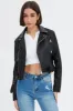 Black Faux Leather Biker Jacket Long Sleeves sold by Ally Fashion