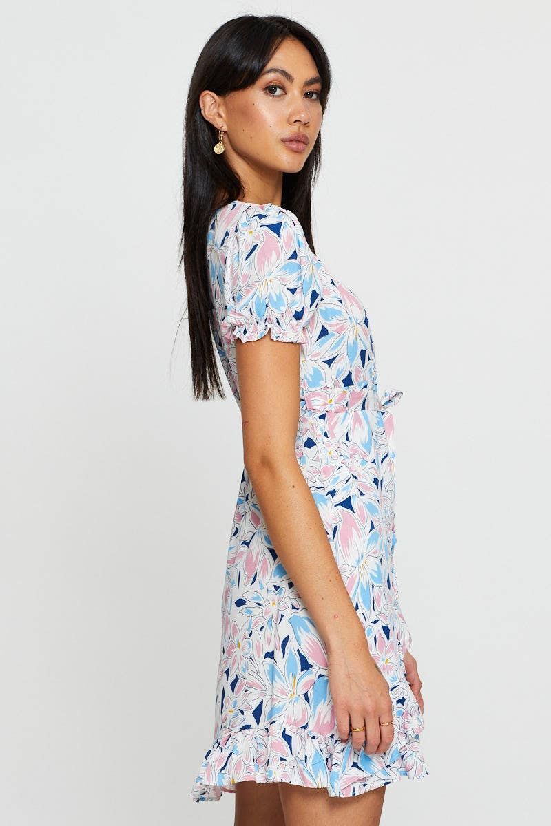Print Mini Dress Short Sleeve Fit And Flare sold by Ally Fashion product image thumbnail 4