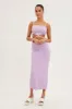 Purple Midi Skirt Bodycon Tie Contrast Ribbed sold by Ally Fashion