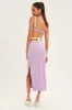 Purple Midi Skirt Bodycon Tie Contrast Ribbed sold by Ally Fashion