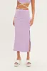Purple Midi Skirt Bodycon Tie Contrast Ribbed sold by Ally Fashion