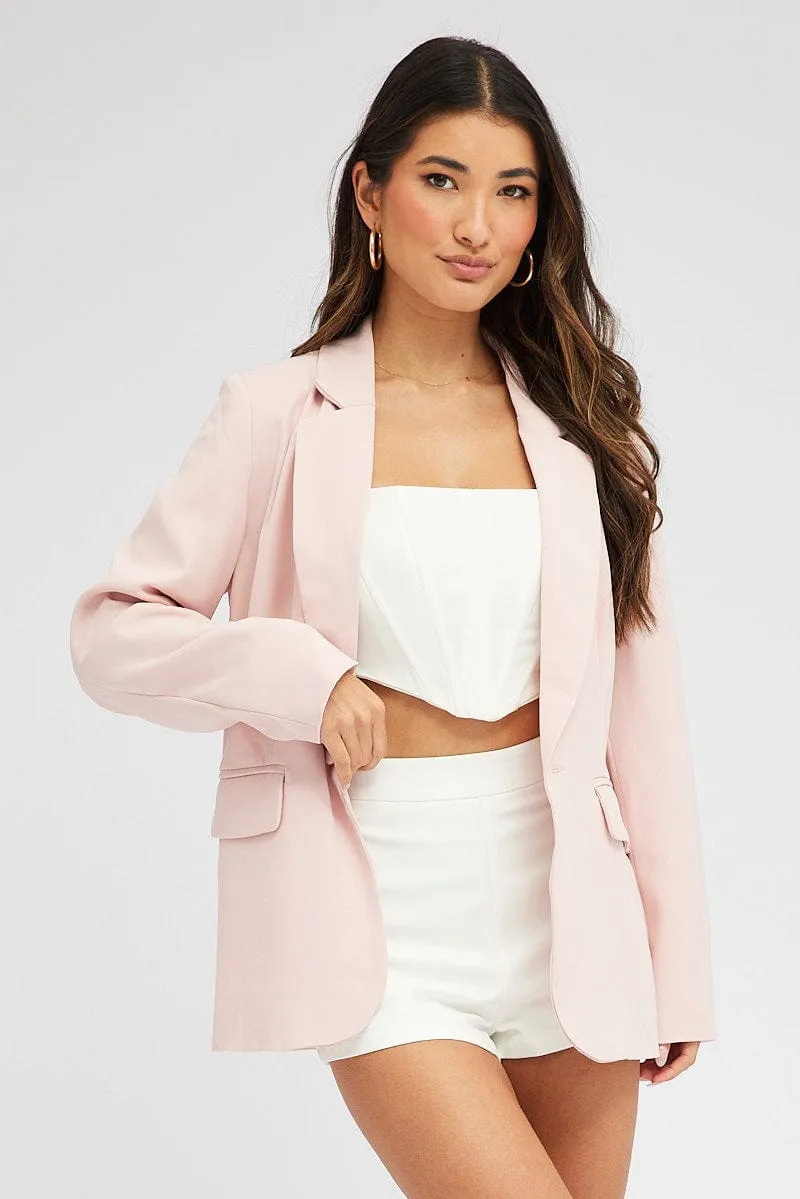 Pink Jacket Long Sleeve Collar Neck sold by Ally Fashion