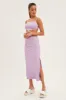 Purple Midi Skirt Bodycon Tie Contrast Ribbed sold by Ally Fashion