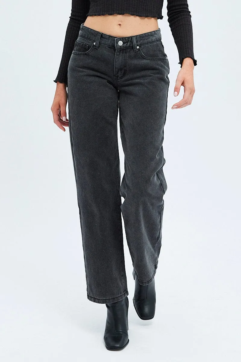 Black Straight Denim Jeans Low Rise sold by Ally Fashion product image thumbnail 2