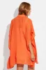 Orange Short Sleeve Shirt Collared Longline sold by Ally Fashion