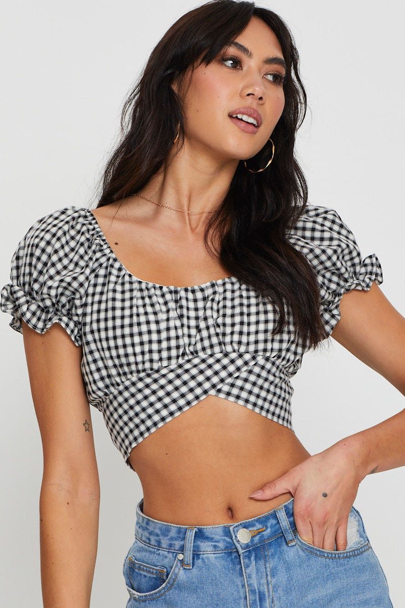Check Crop Top Short Sleeve sold by Ally Fashion product image thumbnail 5