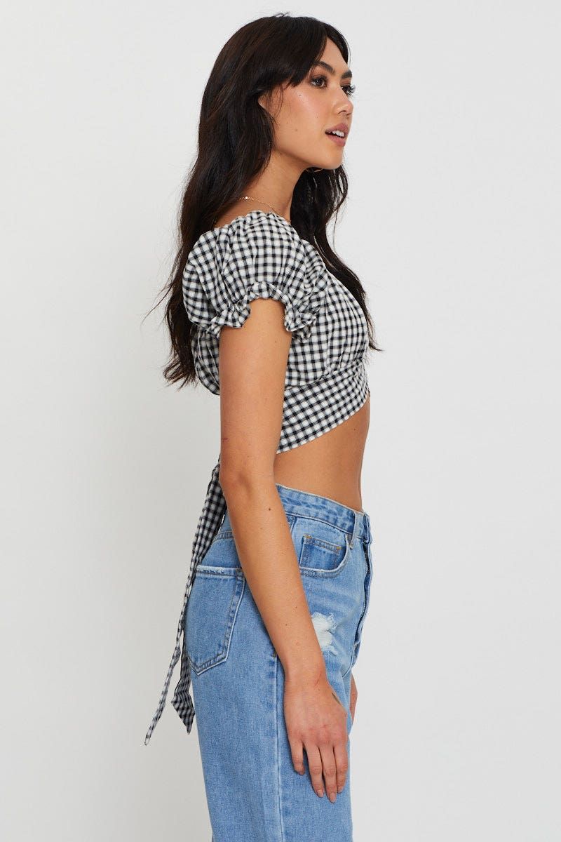 Check Crop Top Short Sleeve sold by Ally Fashion product image thumbnail 3