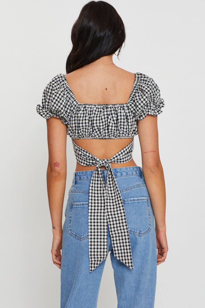 Check Crop Top Short Sleeve sold by Ally Fashion product image thumbnail 4