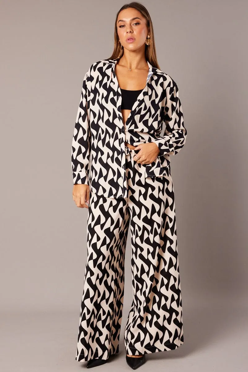 Black Abstract Relaxed Shirt Long Sleeve sold by Ally Fashion product image thumbnail 3