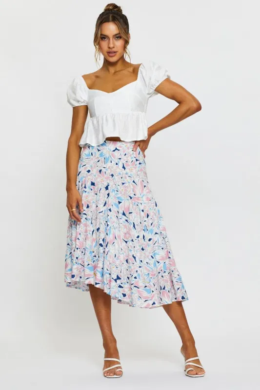 Print Maxi Skirt Tiered sold by Ally Fashion