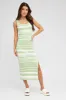 Green Stripe Knit Dress Square Neck Sleeveless Midi sold by Ally Fashion