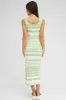 Green Stripe Knit Dress Square Neck Sleeveless Midi sold by Ally Fashion