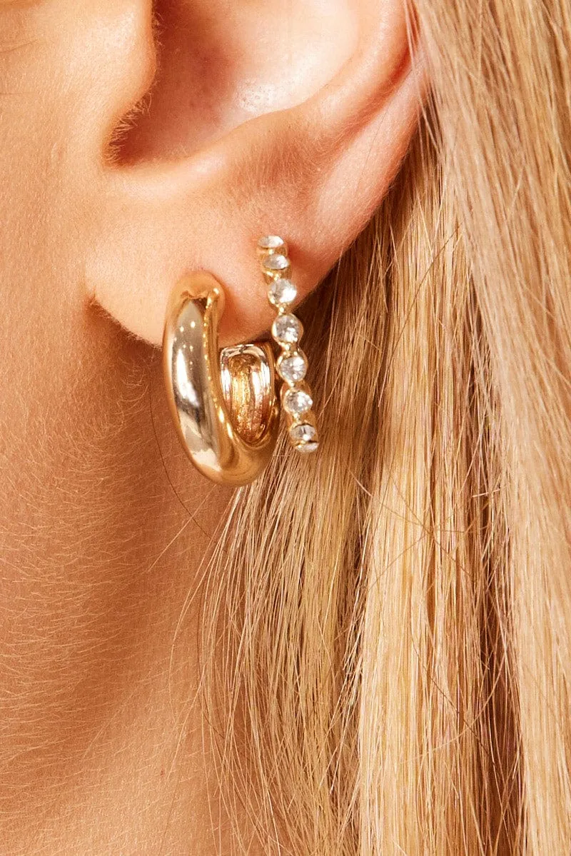 Gold 3 Pack Hoop Earrings sold by Ally Fashion product image thumbnail 2