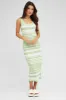 Green Stripe Knit Dress Square Neck Sleeveless Midi sold by Ally Fashion