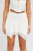 White Mini Skirt Asymmetric Lace sold by Ally Fashion