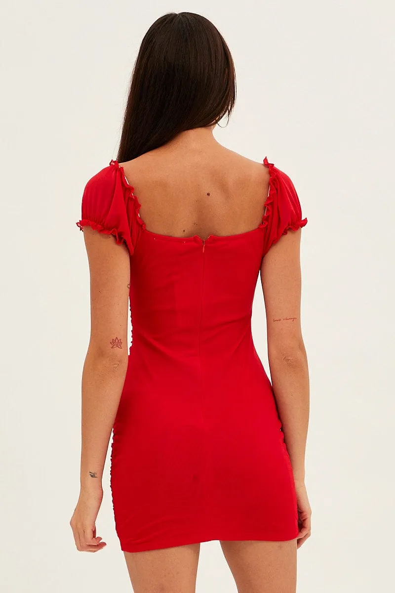 Red Mesh Bodycon Mini Dress sold by Ally Fashion product image thumbnail 5
