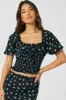 Blue Floral Crop Top Short Sleeve Floral sold by Ally Fashion