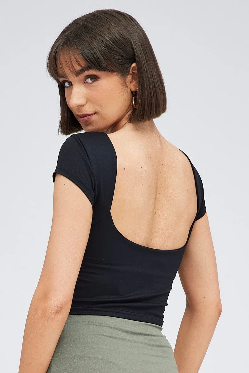 Black Supersoft Top Short Sleeve Backless sold by Ally Fashion product image thumbnail 2