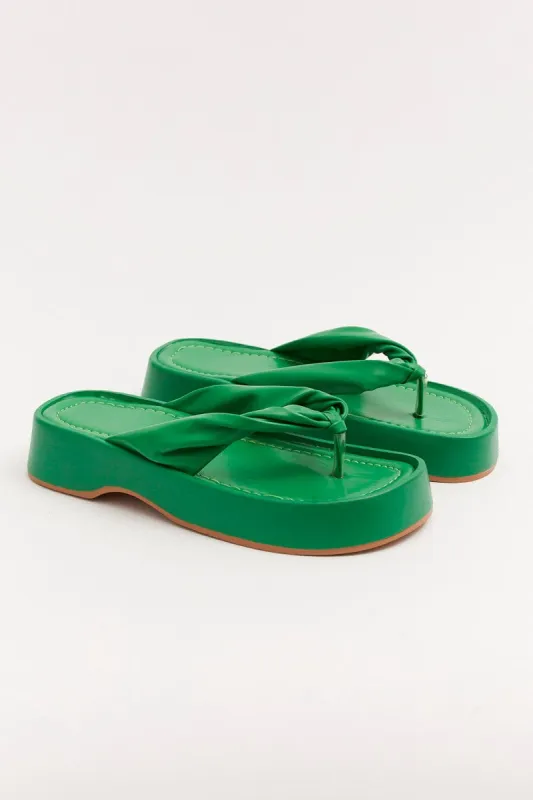 Green Toe Post Chunky Sole Sandals sold by Ally Fashion