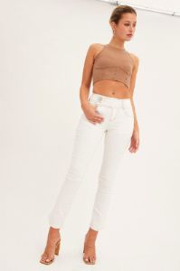 White Low Waist Belted Flared Jeans sold by Ally Fashion