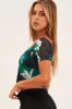 Green Floral Butterfly Top Short Sleeve Crop Mesh Bolero sold by Ally Fashion