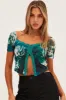 Green Floral Butterfly Top Short Sleeve Crop Mesh Bolero sold by Ally Fashion