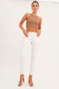 White Low Waist Belted Flared Jeans sold by Ally Fashion