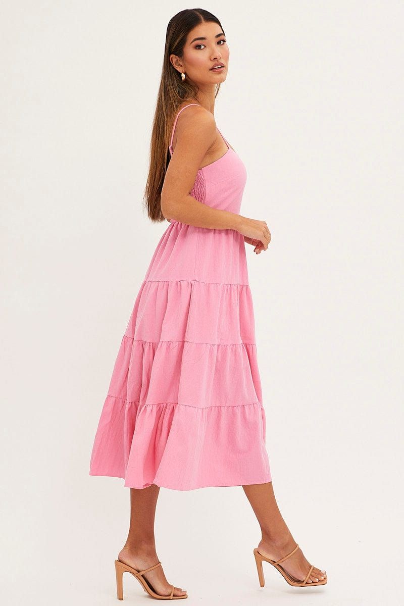 Pink Midi Dress Sleeveless Square Neck sold by Ally Fashion product image thumbnail 4