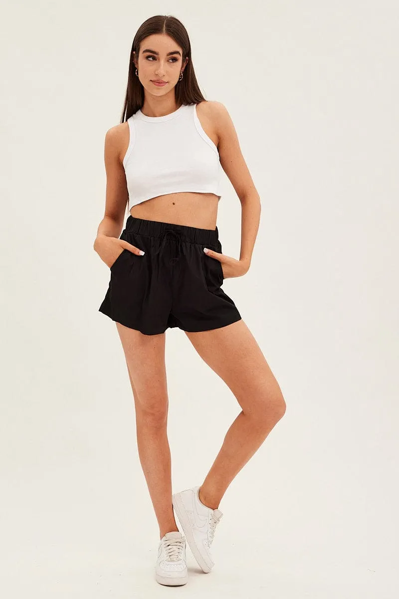 Black Mini Shorts High Rise Elastic Waist sold by Ally Fashion product image thumbnail 3