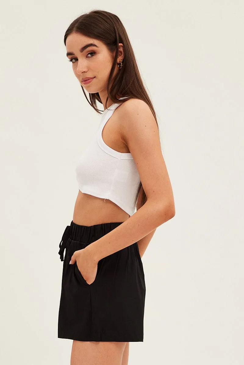 Black Mini Shorts High Rise Elastic Waist sold by Ally Fashion product image thumbnail 4